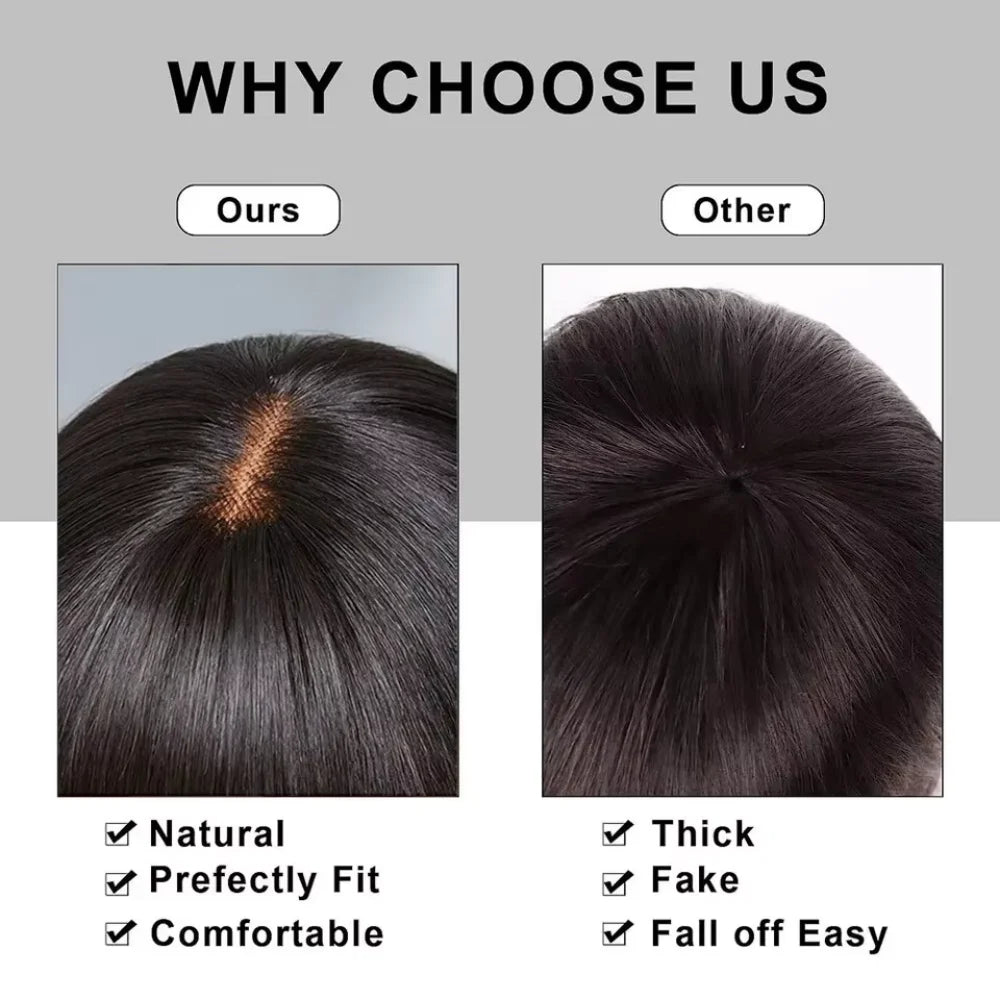 Short Straight Bob Wig Human Hair with Bangs 3x1 Lace Middle Part Full Machine Made Natural Black Wig for Black Women