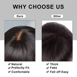 Short Straight Bob Wig Human Hair with Bangs 3x1 Lace Middle Part Full Machine Made Natural Black Wig for Black Women