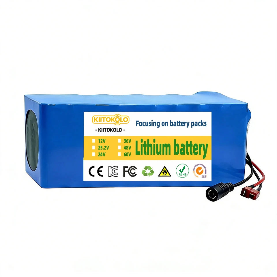 36V 10000mAh 10S4P Lithium Ion Battery Built-in BMS High Capacity Replacement Battery for 500W Electric Scooter E-Bike