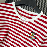 WinvyNee Summer Tops Women's Clothing 100% Cotton Sweaters O Neck Half Sleeve T-Shirt Striped Casual Knitted Pullovers ZA1102001