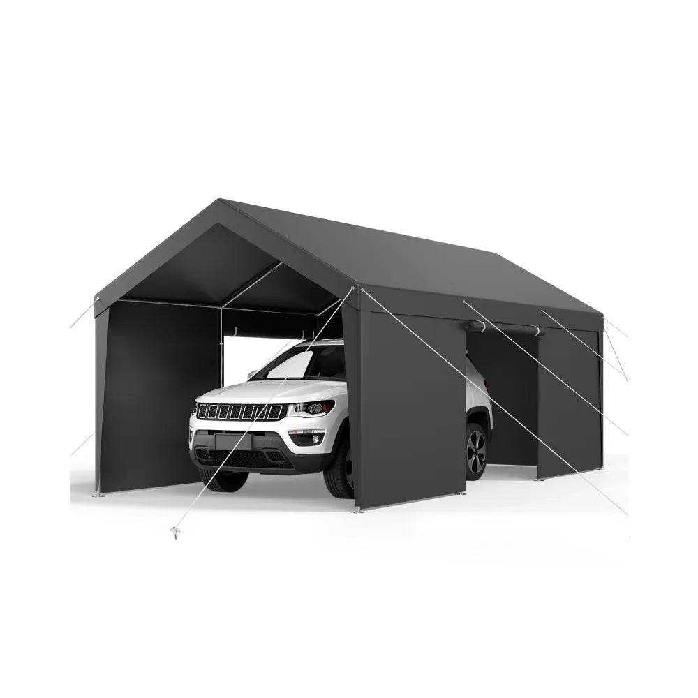 12x20 FT Heavy Duty Carport, Portable Car Canopy with Removable Sidewalls and Door, Outdoor Car Shelter,Customized