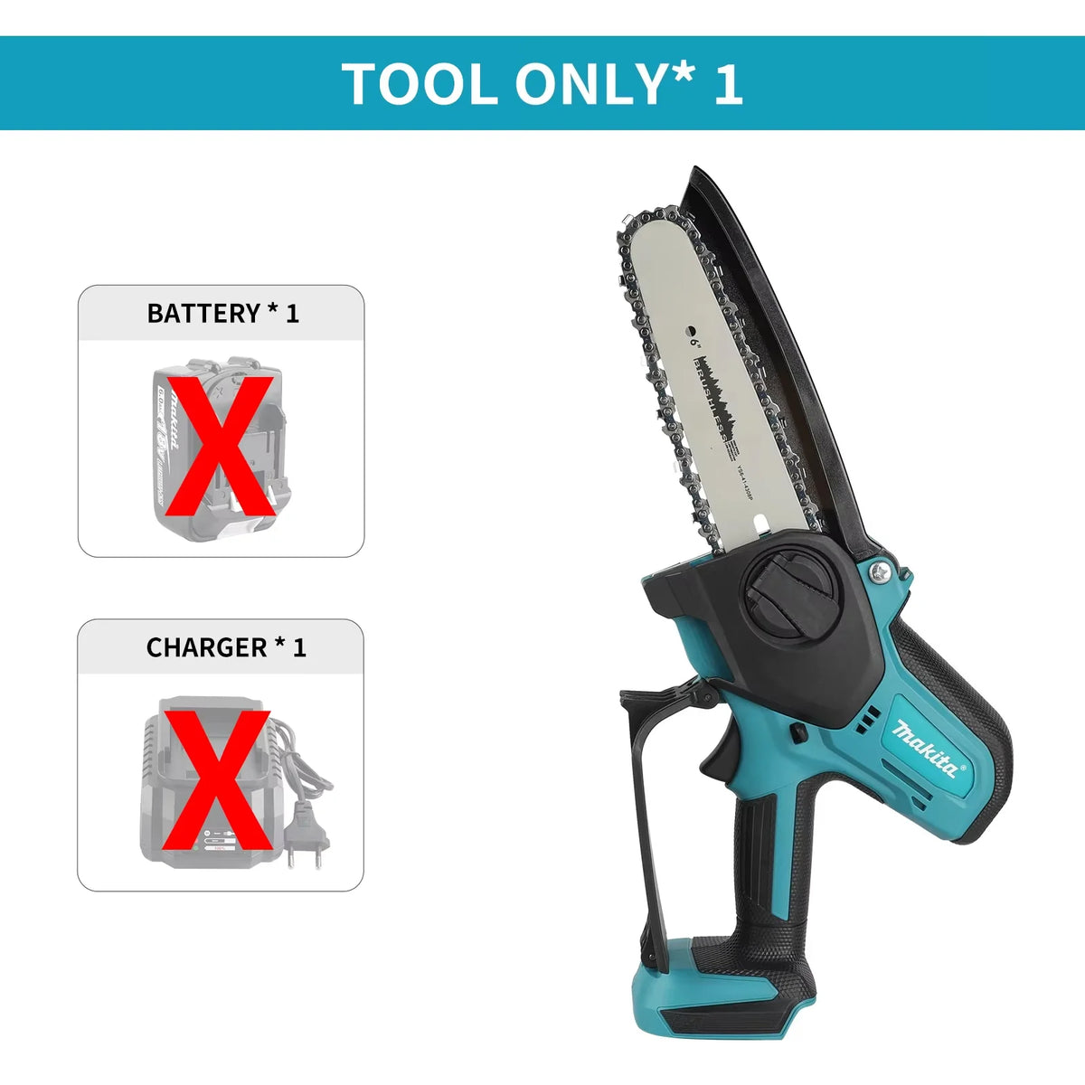 Makita 6 inch Small Handheld Saw Electric Mini Cordless Chainsaw Portable Logging Sawzall Power Tool For Garden Wood Cutting