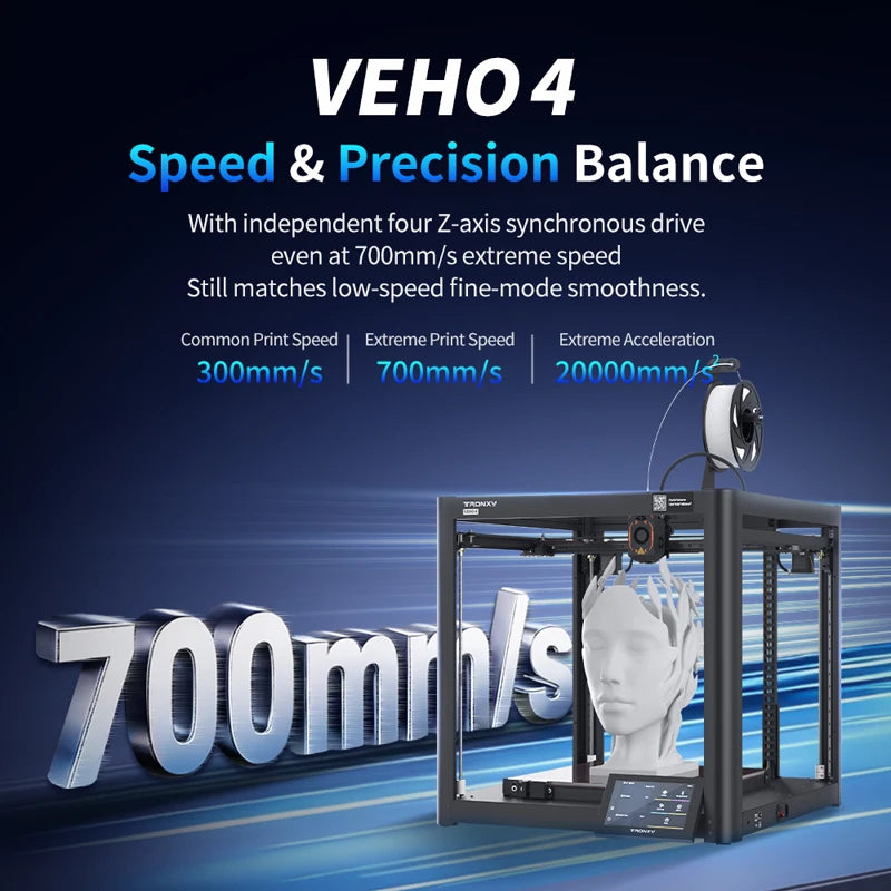 TRONXY VEHO 4 FDM 3D Printer Large Build Size 400x400x400mm 3d Printer diy Kit 600mm/s Fast Speed Full-set Printer impresora 3d