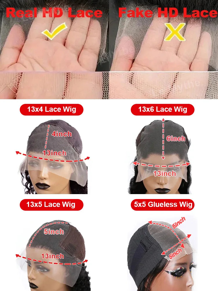 250 Density Human Hair 13x6 Deep Wave HD Lace Frontal Wigs 13x4 Water Curly 5x5 Glueless Lace Front Wig 30 40 Inch Closure Black
