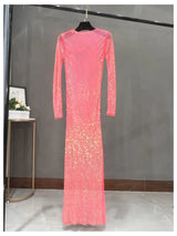 Club Apparel Sexy Rhinestone Dresses Long Sleeve Extra Diamond Dress