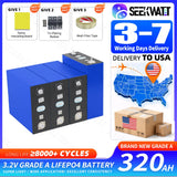 US Stock 320Ah 3.2V LiFePO4 Battery 8000 Cycles Grade A Rechargeable Cells DIY 12V 24V 48V For Solar RV Camping Home Storage EV