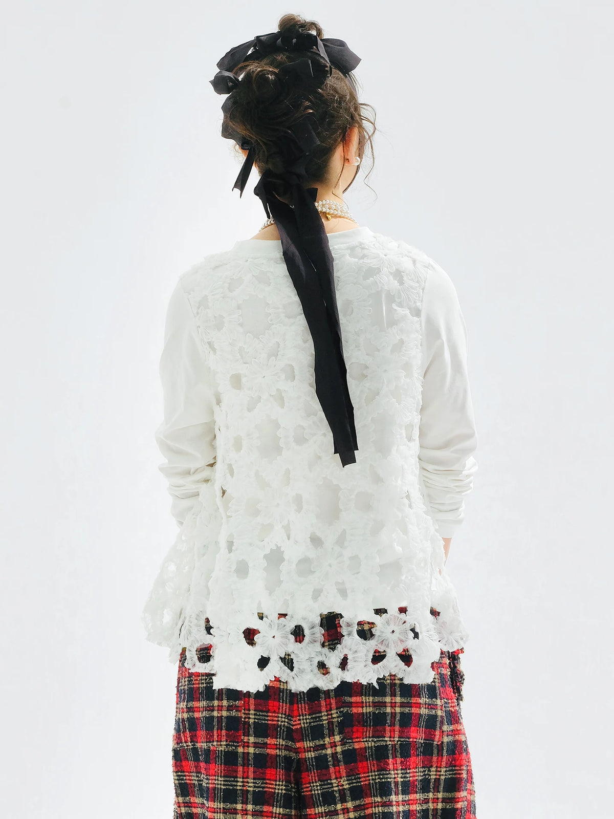T-shirt imakokoni2025 original autumn sweet literary knitted lace long-sleeved women's top 255123
