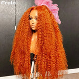 Ginger Human Hair Wigs Deep Wave Frontal Wig 13X6 Human Hair 250 Density 30 Inch #350 Colored 13X4 Lace Front Wig Brazilian Wigs For Women
