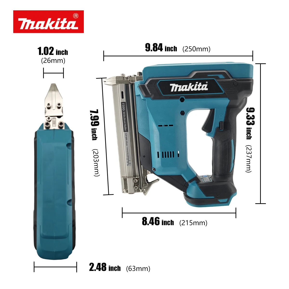 Makita 18V Wireless Nail Gun 20-30mm Nail Capacity for DIY Woodworking Projects Power Tool Kit
