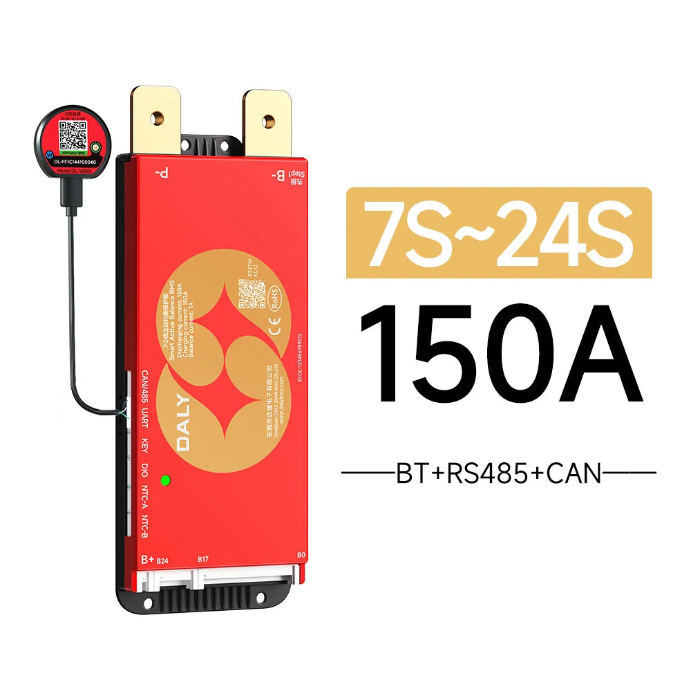 Daly Smart BMS 4S 7S 8S 24S 16S 17S 4S 40A 60A 100A 150A 1A Active Balance BMS for lifepo4 with wifi 4.3 LCD Built-in bt Li-Ion