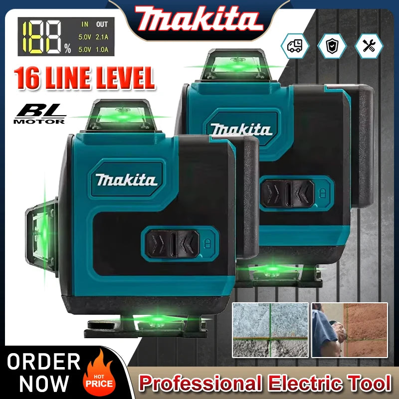 Makita 16-Line Cross Level 360 Horizontal Vertical High-Precision Green Light Laser High-Precision Wall-Mounted Portable Tool