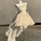 Summer New French Fashionable, Waist Wrapped, Slim and Slim Slim Sparkling Tailed Dress Short Skirt for Women