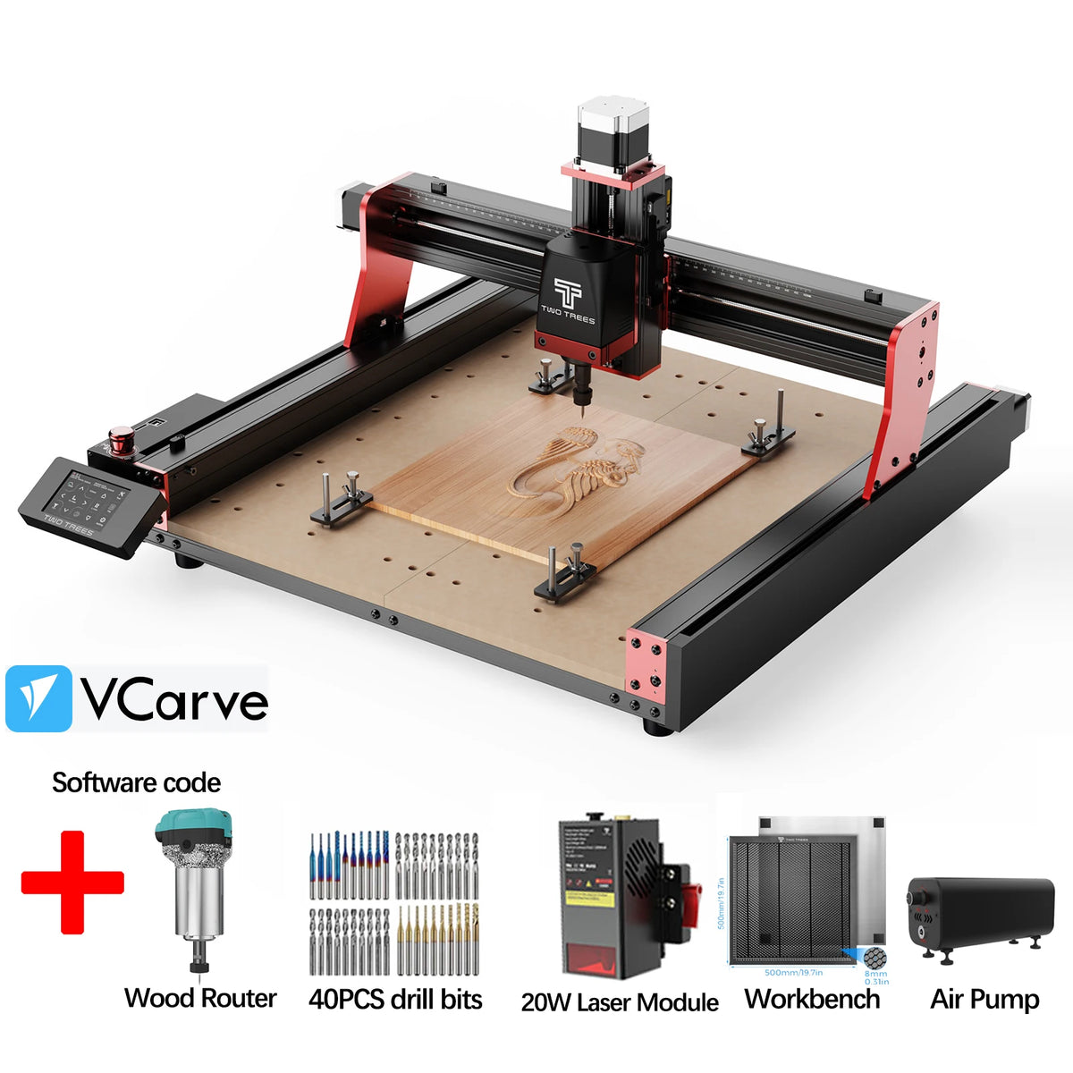 Twotrees 3-Axis/4-Axis CNC Router Milling Cutting Machine TTC450 PRO  Jewelry Engraver For Wood Acrylic PCB PVC MDF Metal
