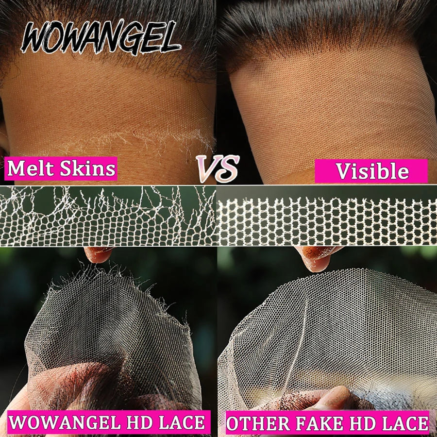 Wow Angel 5x5 HD Lace Closure Wigs 250% Straight Closure Wig Human Hair Wigs Skins Melted Ready To Wear Remy Brazilian For Woman