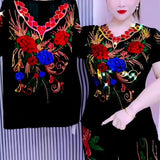 Embroidery Floral T Shirt 2026 Summer Beading Clothes For Women Tees Top Short Sleeve T-shirts for Women