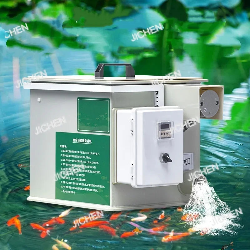 HS Home Aquarium Fish Pond Smart 5t/h Drum Filter Small Automatic Backwash Drum Filter Koi Pond