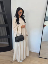 Oversized Flare-Sleeve Maxi Dress Crew-Neck Tiered Loose-Fit Spring Casual Long Dresses Flowy 2026 Summer All-match Solid Outfit