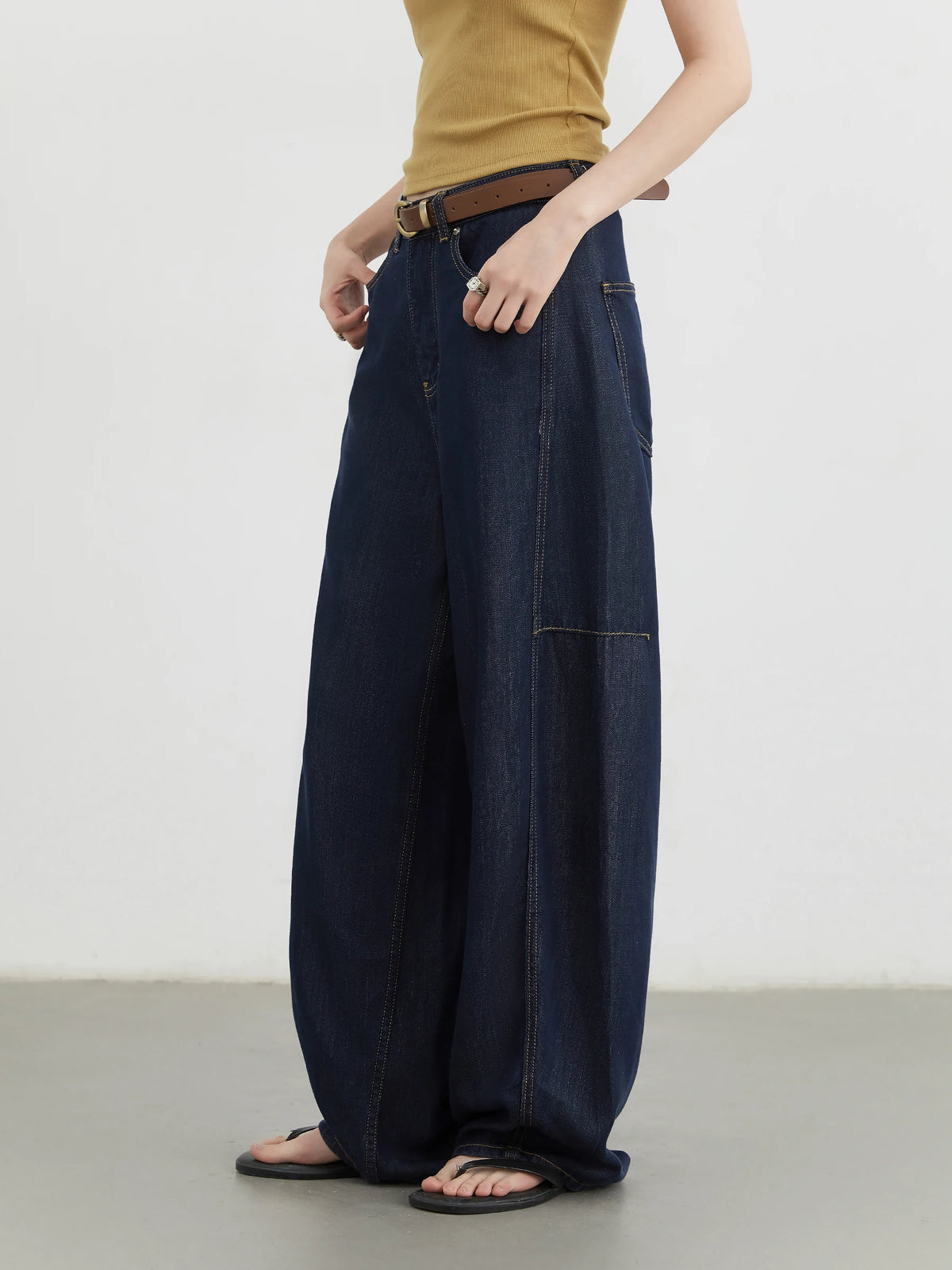 CHIC VEN Women's Jeans Loose Casual New High Waist Split Female Wide Leg Denim Pants Spring Autumn 2025