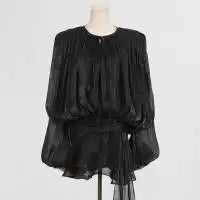 Stunning Shiny Ruffles Lace Up Mini Dress Women's Chic Loose Hollow Out A-line Pleated Vestidos Lady Summer Party Gowns 2026 New