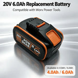 20V Replacement Battery for WORX WA3551 WA3553 WA3570, Power Share Compatible, 4.0Ah / 6.0Ah for Electric Power & Garden Tools