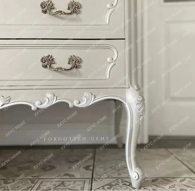 A  French cream wind solid wood storage cabinet household carved six chest cabinet
