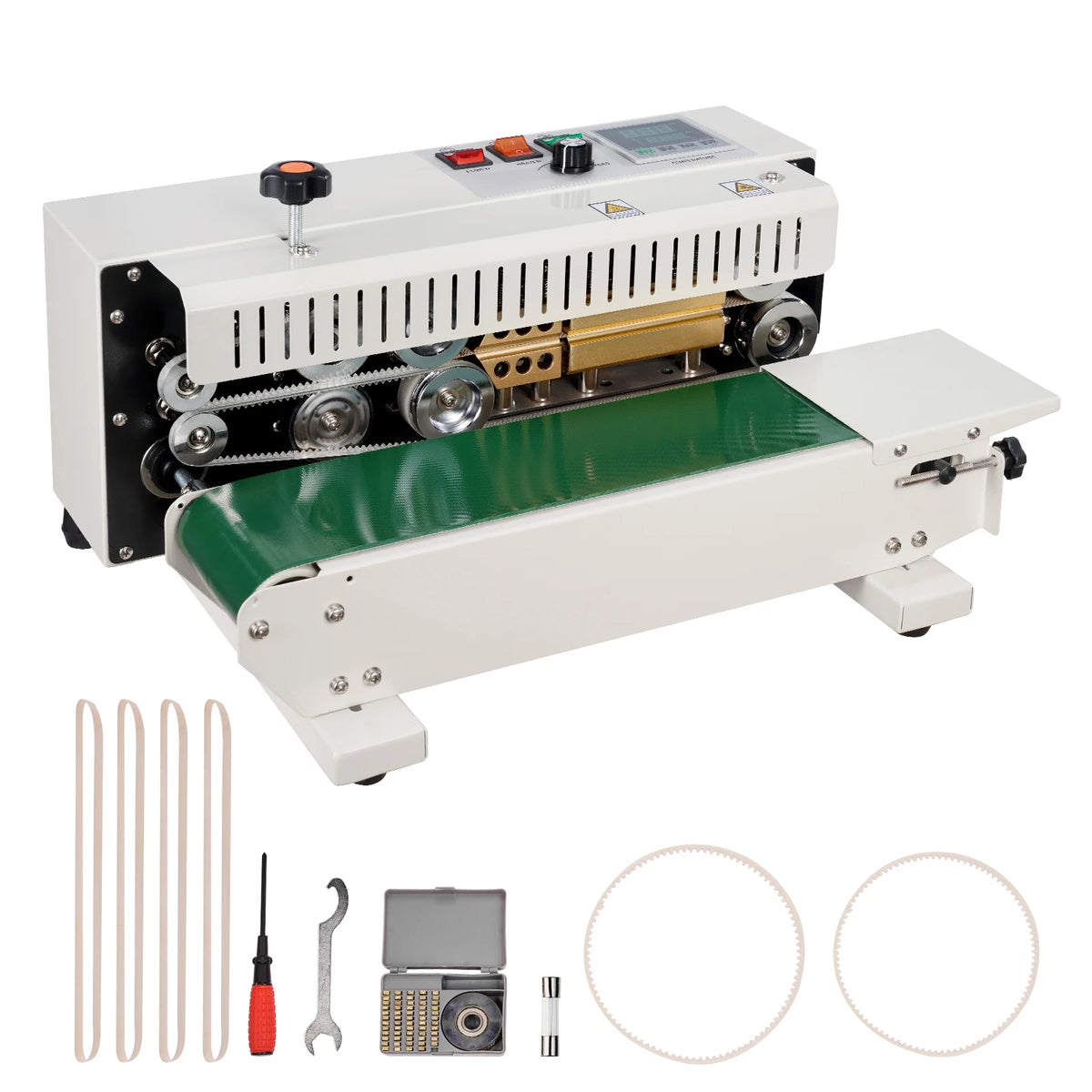 SucceBuy Horizontal Bag Band Sealing Machine Continuous Band Sealer Machine Carbon Steel for 0.02-0.8 mm Plastic Bags Films