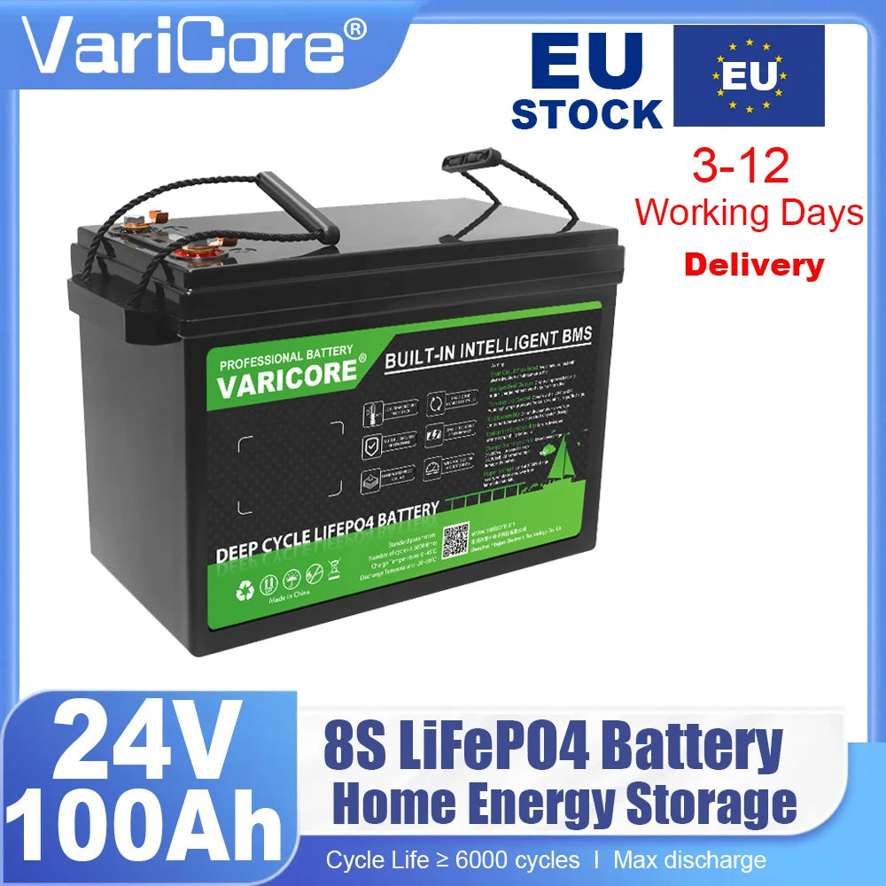 VariCore 12.8V/24v 360Ah 340Ah 180Ah 120AH 100Ah LiFePO4 Battery 25.6v 12V Lithium Iron Phosphate for RV Touring Car Solar Wind