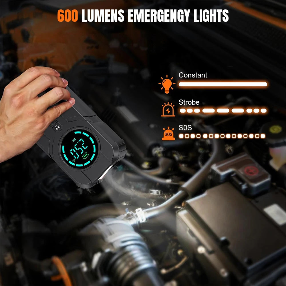 Car Jump Starter 6000mAh With LCD Screen Portable Booster Charger Powerful Car Battery Starting Device for Petrol Vehicle Start
