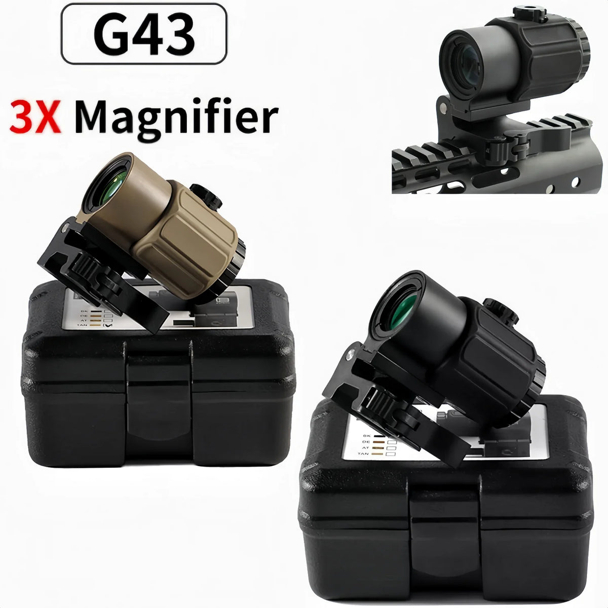 Tactical G33 G43 G45 Sight Fixed 3X 5X Magnifier Scope with Quick Disassembly and Flipping for Airsoft Hunting Collimator