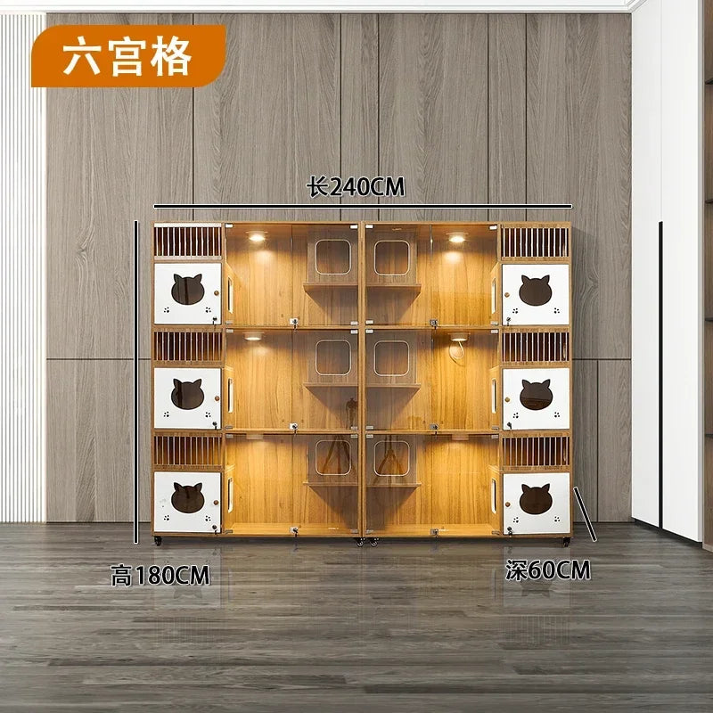 Cat cage villa solid wood household  display cabinet custom  cabinet  house pet store foster breeding three-layer  h