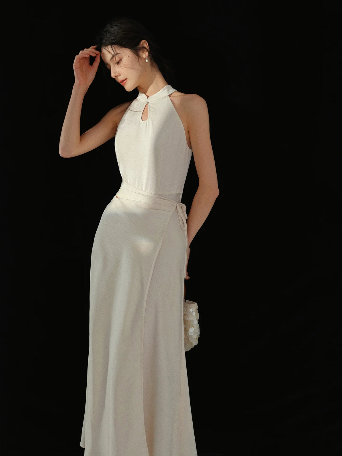 Elegant Jacquard Maxi Dress Chinese Style Sleeveless Long Dress Slim Draped Cut Vintage Inspired Outfit Women Autumn Casual Wear