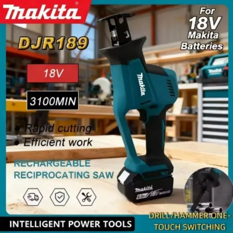 Makita DJR189 Brushless Cordless Reciprocating Saw 18V Rechargeable Battery Portable Power Tool for Wood And Metal Cutting