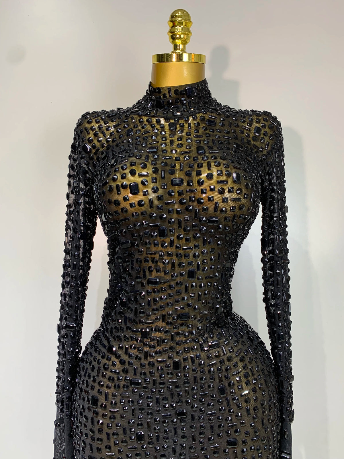 Sparkly Luxury Rhinstones Long Sleeve Elegant Party Dress Women 2025 Performance Stage Outfit Evening Birthday Prom Gown