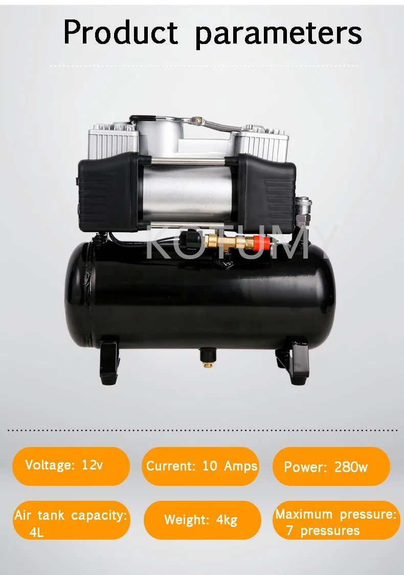 Mini Car Tire Inflator Pump Air Reservoir for Car Painting Small Air Compressor Portable Oil-free Silent Air Pump 3L/4L