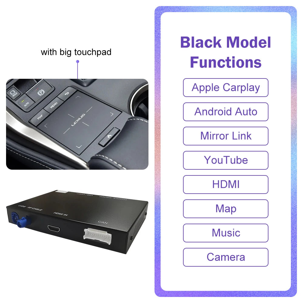 Road Top Android Auto Wireless Carplay for Lexus NX 2014-2019 Support Map Music Youtube Bluetooth Camera Function