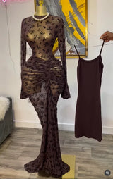 CM.YAYA Women Long Sleeve Stacked Mesh with Lining Bodycon Cocktail Long Dress 2025 Autumn Evening Birthday Sexy Party Dresses