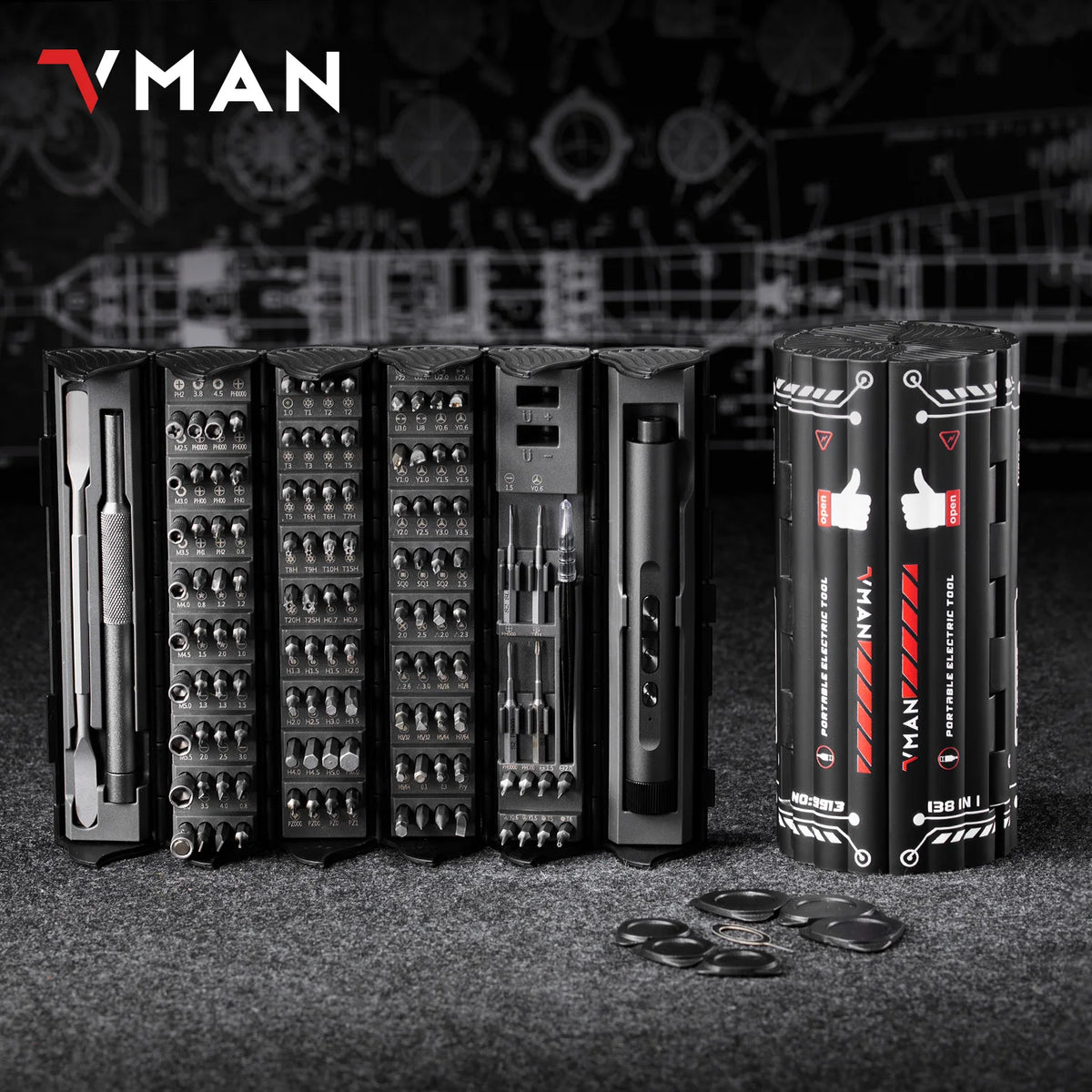 138 In 1 Electric Professional Screwdriver Set Cordless Multifunctional iPhone & Glasses Repair Tool Magnetic Bit Household Kit