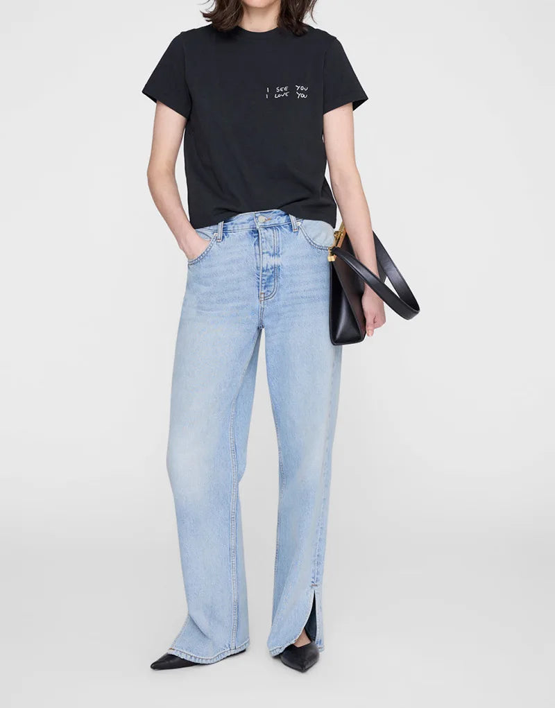 Summer niche letter embroidery cotton round neck European and American style women's short-sleeved T-shirt in North America