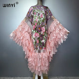 WINYI Summer Women's Casual Dresses Elastic Slim Pleated Dress Abaya Dubai Luxury Party Dress Muslim Woman Boho Evening Dress
