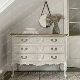A  French cream wind solid wood storage cabinet household carved six chest cabinet