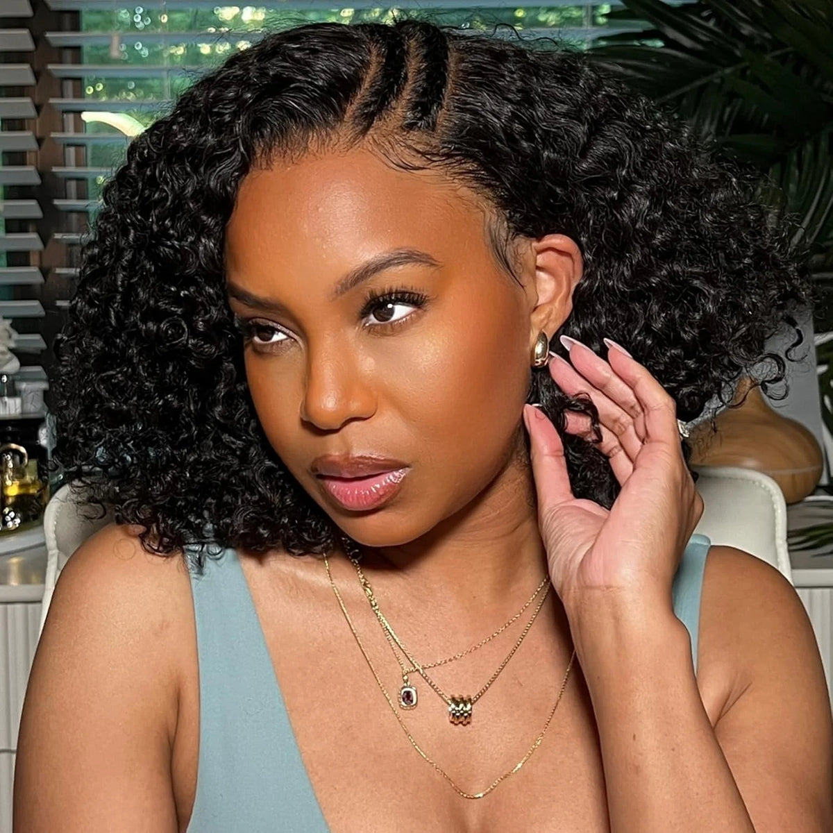 Brazilian Curly Lace Front Wig Short Bob Frontal Wigs Deep Wave 13x4 HD Lace Front Human Hair Wigs Pre Plucked With Baby Hair