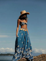 Print Bikini with Skirt High Waist Underwire Bikini Set Push Up Swimwear Bandeau Swimsuit Women Cut Out Resort Wear
