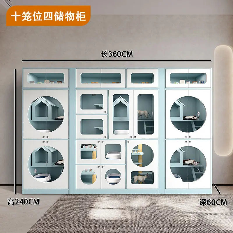 Cat villa cat house household solid wood interior cabinet house free space cat climbing frame integrated cage
