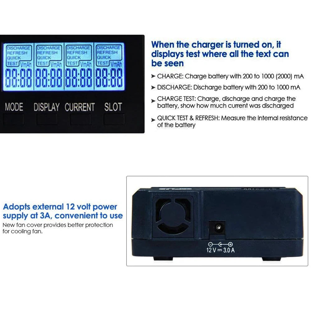 New Opus BT-C3100 V2.2 Digital Intelligent 4 Slots AA/AAA LCD 18650 Battery Charger Opus BT -C3100 V2.2 Battery Charger