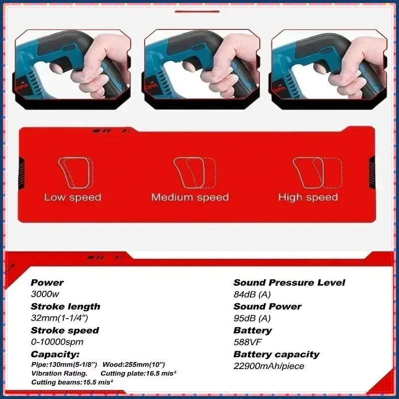 Makita DJR189 Cordless Brushless Electric Reciprocating Saw Rechargeable Wood Metal Cutting Saw Portable Saw Power Tool 18V