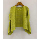 ALSEY Miyake Women's Long Sleeve Top Summer New Harajuku Style Simple Plus Size Loose Peplum Pleated T-shirt Female Clothing