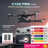 V168 Max Mini Drone Screen Ccontrol 8K HD Dual Cameras Remote 5G WIFI FPV Remote Control Portable Obstacle Avoidance Drone