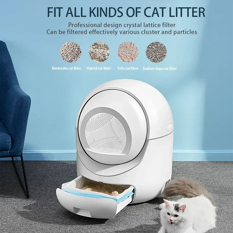 Self-Cleaning Plastic Cat Box Eco-friendly Design 10kg Weight 10L Capacity Square Design Automated Smart Sandbox