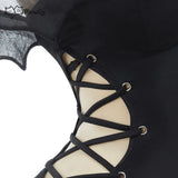 MEOWCOS Women Gothic Swimsuit Black Bat One Piece Swimsuit Dark Bat Style Vintage Bat Design Cross Lace-up Retro Dark Swimwear
