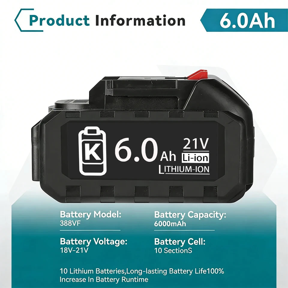18V 21V MAX 3.0 6.0 9.0Ah Rechargeable Lithium Battery for Makita BL1830 BL1840 BL1850 High Capacity Electric Drill Battery